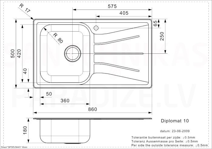 Plautuvė DIPLOMAT 10 LUX OKG 86x50 cm, R02216 (B08S3RBP06GDS)