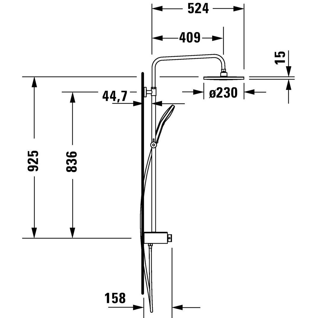 Termostatinė dušo sistema su lentyna Duravit Shelf 1050, chromo / balta, TH4380008005