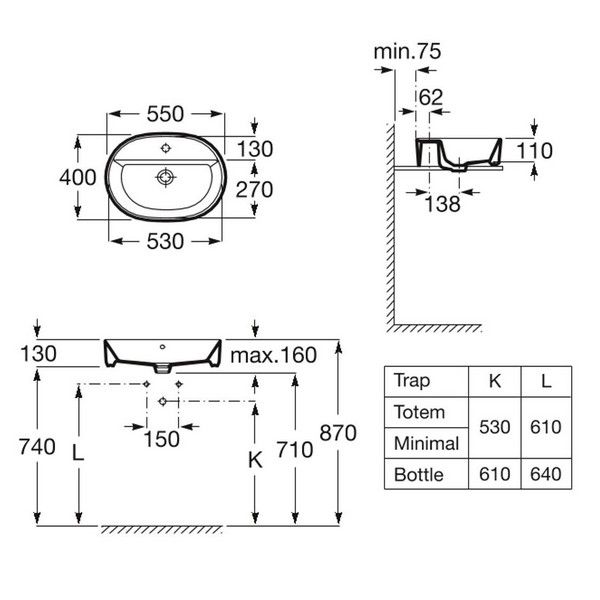 Pastatomas praustuvas Roca The Gap 550x400 mm, baltas A3270Y0000 Pastatomas praustuvas Roca The Gap 550x400 mm, baltas A3270Y0000