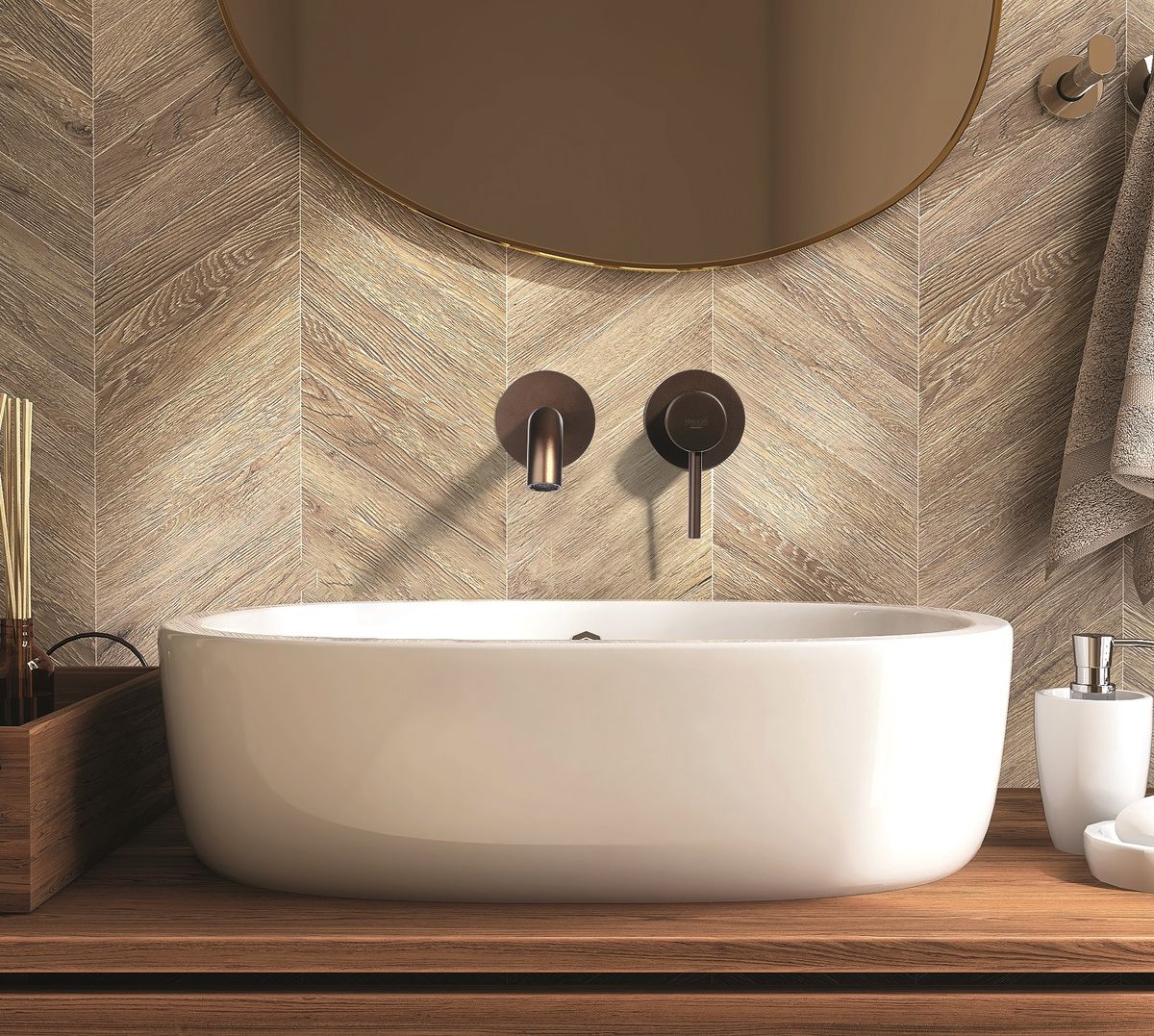 Maišytuvas praustuvui iš sienos Fiore Primavera, Terra di Siena spalvos, 444TS9523