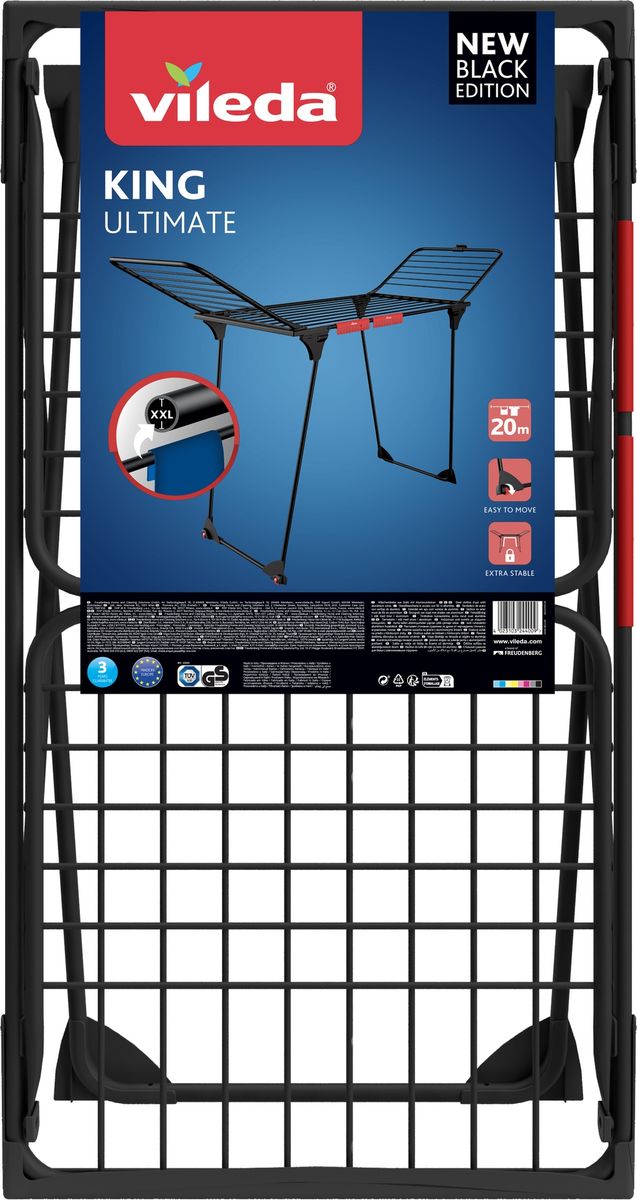 Džiovyklė Vileda King Ultimate, 174x56x112 cm, juoda, 4023103244009