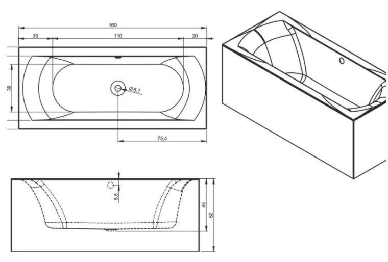Akrilinė vonia Riho Linares Plug&Play 180x80 cm, dešininė