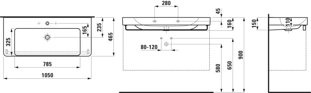 Keramikinis praustuvas LAUFEN PRO X su plačiais kraštais 105x46,5cm, H8108690001041 Keramikinis praustuvas LAUFEN PRO X su plačiais kraštais 105x46,5cm, H8108690001041