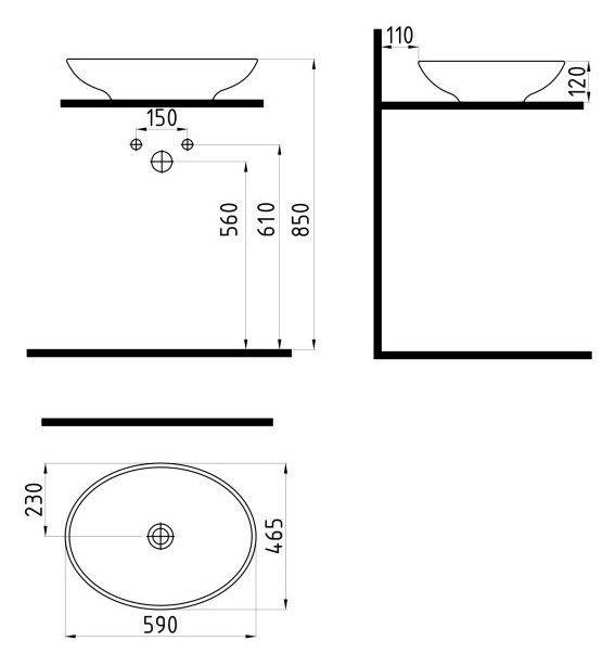 Praustuvas Bien HARMONY OVAL, 59 × 46,5 cm