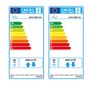 Rekuperatorius ENSY InoVent AHU-400HV/1 palubinis kair. p. 430m³/h. Komplekte valdiklis su WI-FI