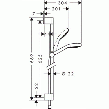 Dušo komplektas Hansgrohe Croma Select S Multi, baltas/chromas 26560400