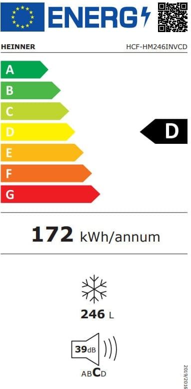 Šaldiklis HCF-HM246INVCD HEINNER Šaldiklis HCF-HM246INVCD HEINNER