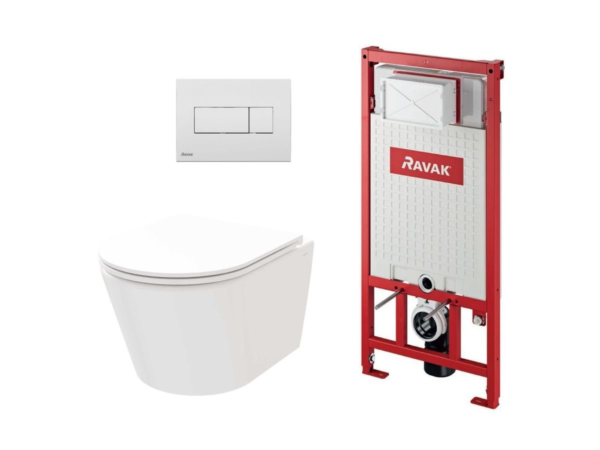 WC komplektas Ravak SETWC3 - WC Flow RimOff set, pakabinamas ant sienos, baltas WC komplektas Ravak SETWC3 - WC Flow RimOff set, pakabinamas ant sienos, baltas
