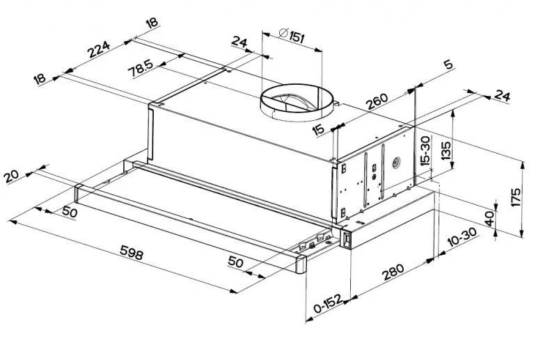 Įmontuojamas gartraukis Faber Flexa NG GLASS W A60