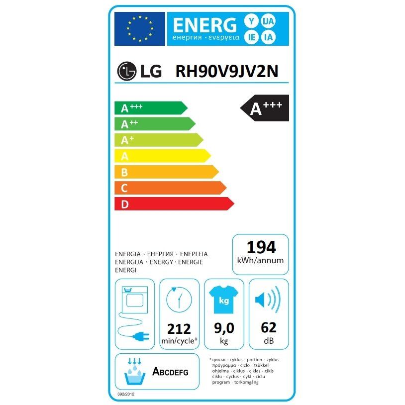 Džiovyklė LG RH90V9JV2N