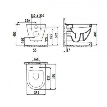 Pakabinamas unitazas Ravak Endo su Soft Close Slim dangčiu, balta, GL21X01722