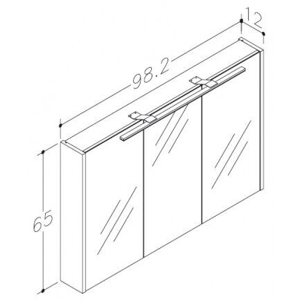 Veidrodinė spintelė su apšvietimu Kame Urban, LED, IP44, balta matinė, 100 cm, 2002712