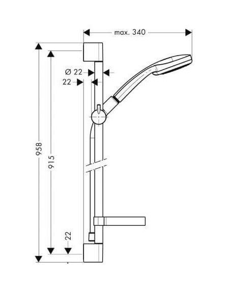 Dušo komplektas Hansgrohe Croma 100 Vario 90 cm, chromas, 27771000