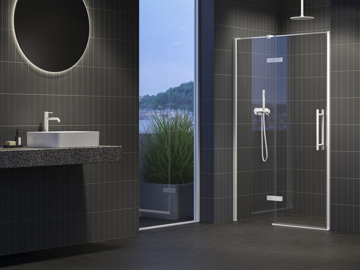 Dušo durys Ravak COSD2-100, baltas matinis+stiklas Transparent, X0VVACE00Z1