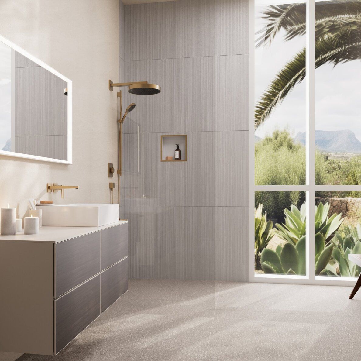Dušo komplektas Hansgrohe Rainfinity 130 3jet, 100,8 cm, Brushed Bronze, 28743140 Dušo komplektas Hansgrohe Rainfinity 130 3jet, 100,8 cm, Brushed Bronze, 28743140