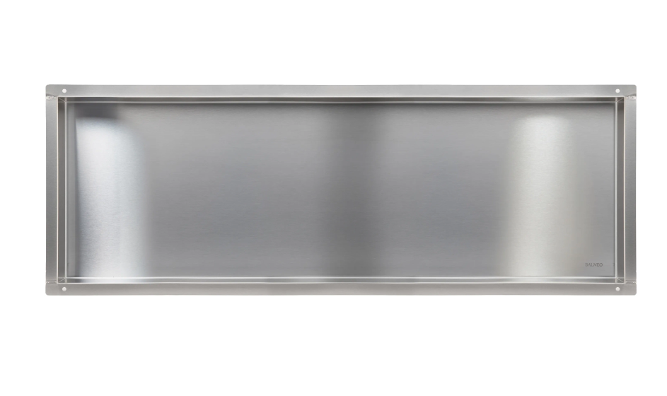 Įleidžiama berėmė sieninė lentyna Balneo Wall Box NO RIM, nerūdijančiojo plieno sp., 90x30x10 cm, OB-IN6-NR