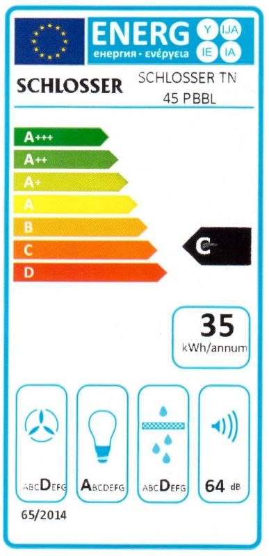 Įmontuojamas 45 cm pločio gartraukis Schlosser TN45PBWH GLASS, baltas
