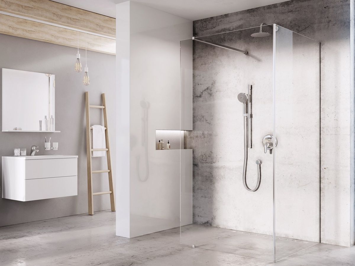 Dušo sienelė Ravak Walk-In Corner Set 120x80, chromas+stiklas Transparent, GW1CG4C0SZ1