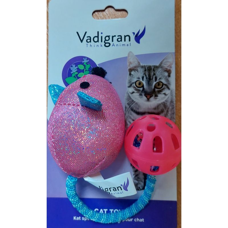 VADIGRAN Mouse ball žaislas katėms su katžole 21cm 2vnt, 14450