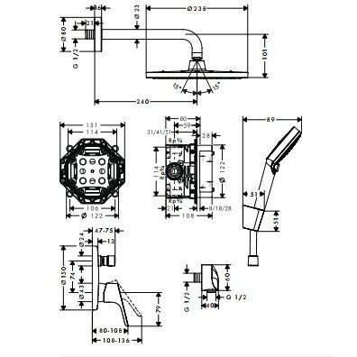 Potinkinis dušo komplektas Hansgrohe Crometta S, chromas 27958000