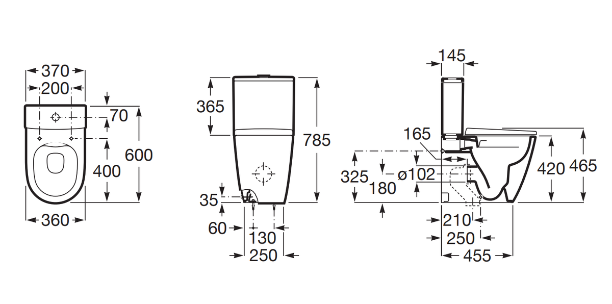 Pastatomas unitazas Roca ONA Compact rimless su bakeliu ir softclose dangčiu, baltas