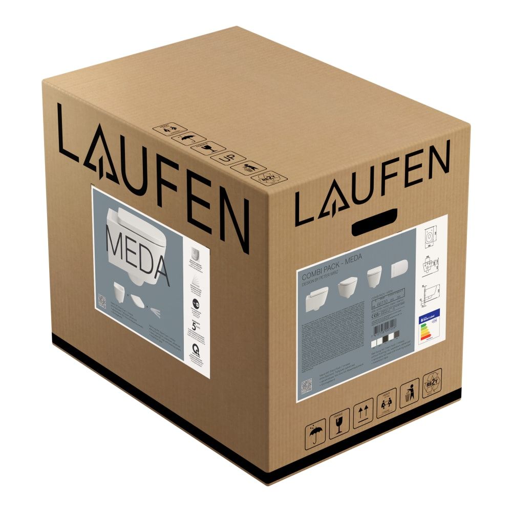 Pakabinamas unitazas Laufen Meda Rimless su Soft Close dangčiu, balta, H8661100000001
