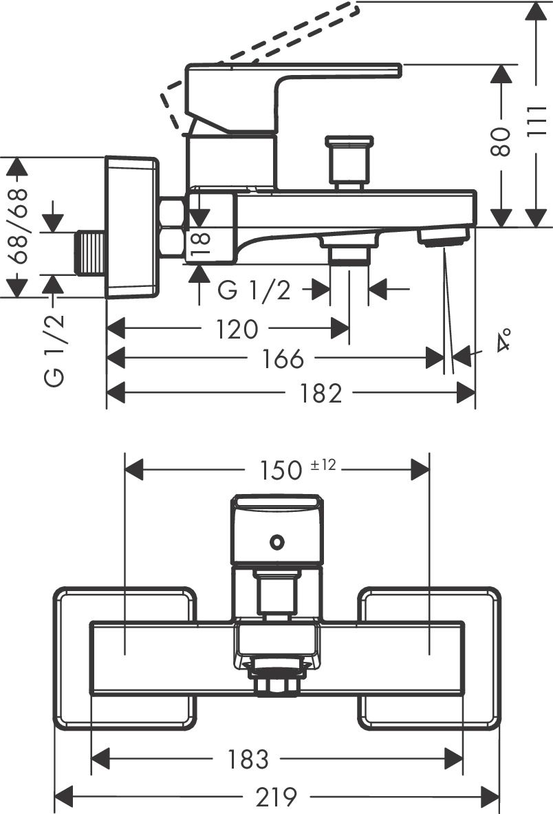 Vonios maišytuvas Hansgrohe Vernis Shape, juoda matinė, 71450670