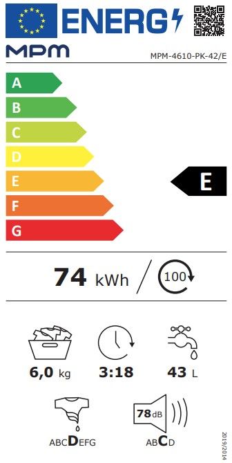 Skalbimo mašina MPM MPM-4610-PK-42/E Skalbimo mašina MPM MPM-4610-PK-42/E