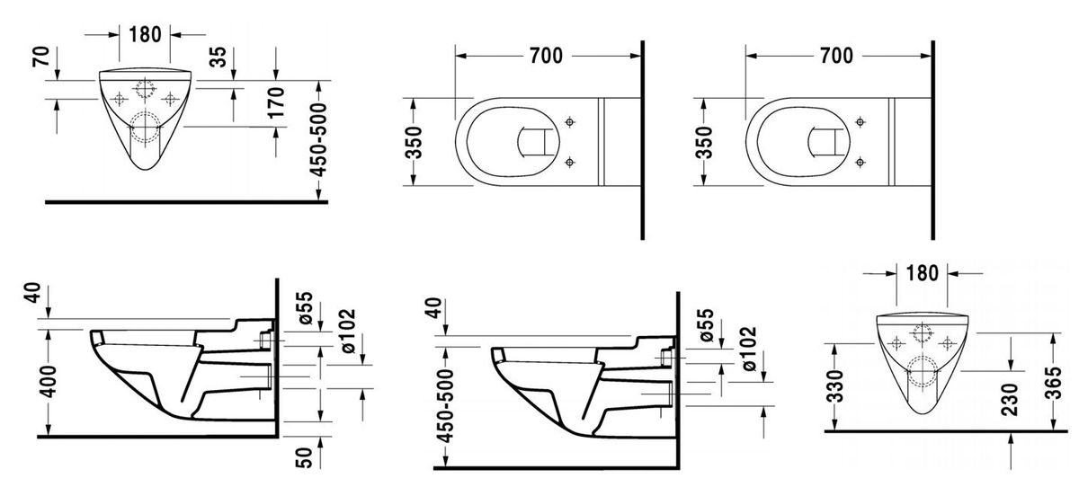 Pakabinamas unitazas Duravit Architec neįgaliesiems 0190090000