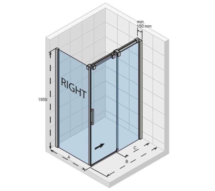 Dušo kabina RIHO Ocean O203 100x90 cm, dešinė