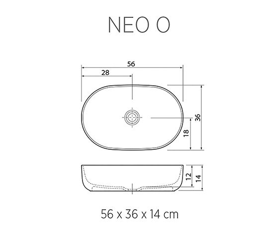 Pastatomas Xonyx™ lieto akmens praustuvas Balteco NEO O 56x36x14 cm, juodai dažyta išore