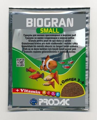 PRODAC BIOGRAN SMALL smulkios granulės žuvims 15g (24), BS15.02