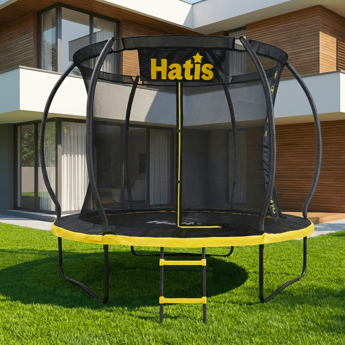 Batutas HATIS 2,44 m. su vidiniu apsauginiu tinklu ir laipteliais Batutas HATIS 2,44 m. su vidiniu apsauginiu tinklu ir laipteliais
