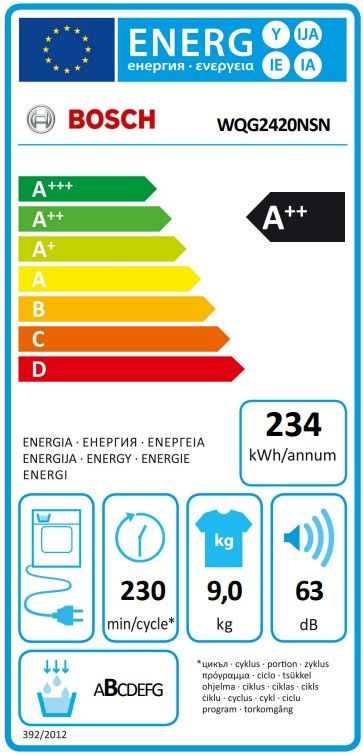 Džiovyklė Bosch WQG2420NSN Džiovyklė Bosch WQG2420NSN
