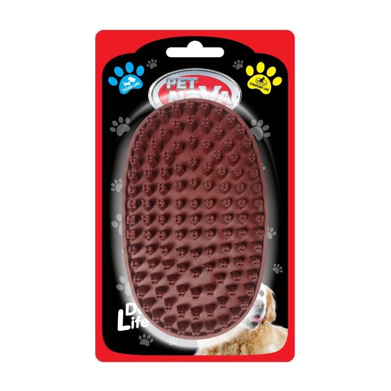 PET NOVA augintinių guminis vonios šepetys 13x8cm, GRO-BATHING-BRU