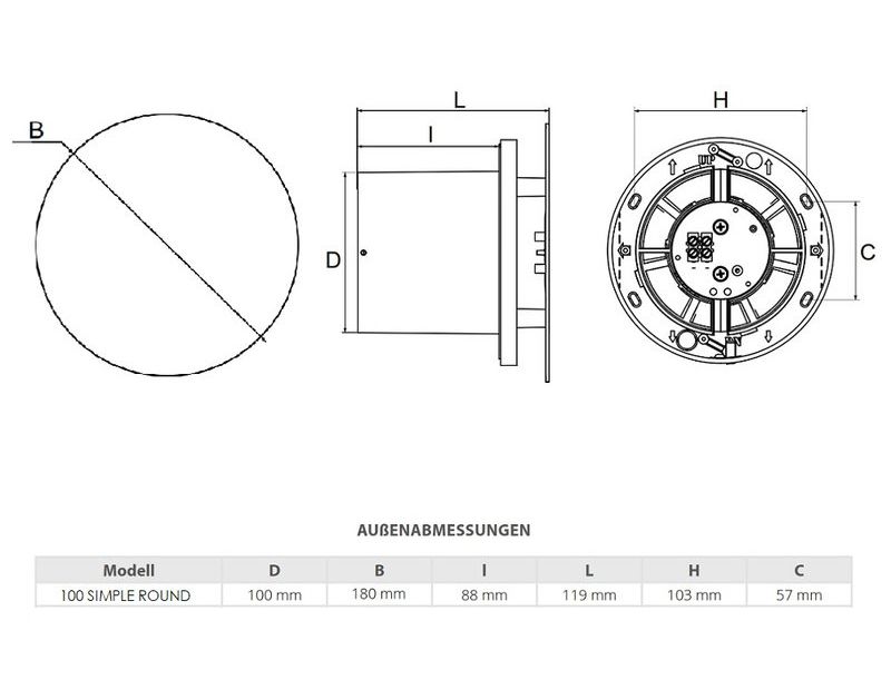 Ištraukimo Ventiliatorius Vlano S-100 Round (Paprasta Komplektacija) ⌀100