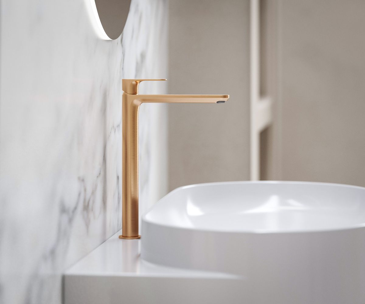 Praustuvo maišytuvas Ravak Eleganta BeCool 335 mm be dugno vožtuvo, Rose Gold Brushed X070423