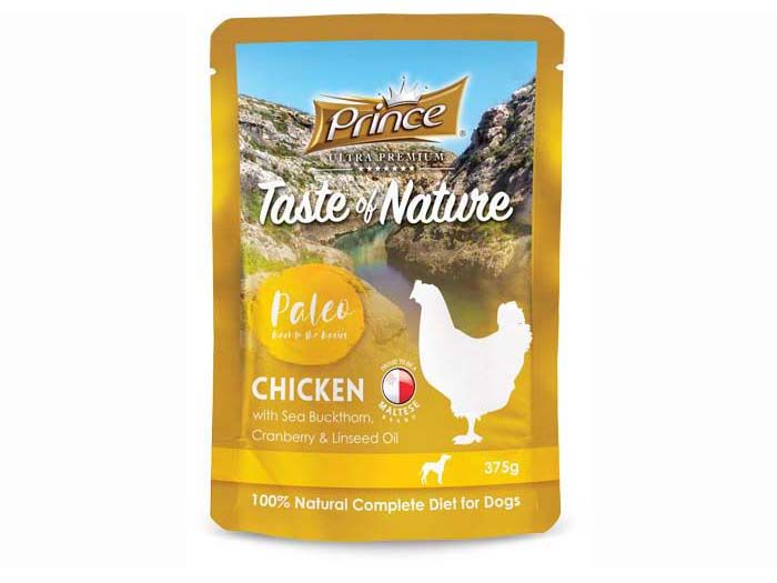 PRINCE Taste of Nature Paleo šlapias ėdalas šunims vištiena/šaltalankiai/linų sėmenų aliejus 375g PRINCE Taste of Nature Paleo šlapias ėdalas šunims vištiena/šaltalankiai/linų sėmenų aliejus 375g