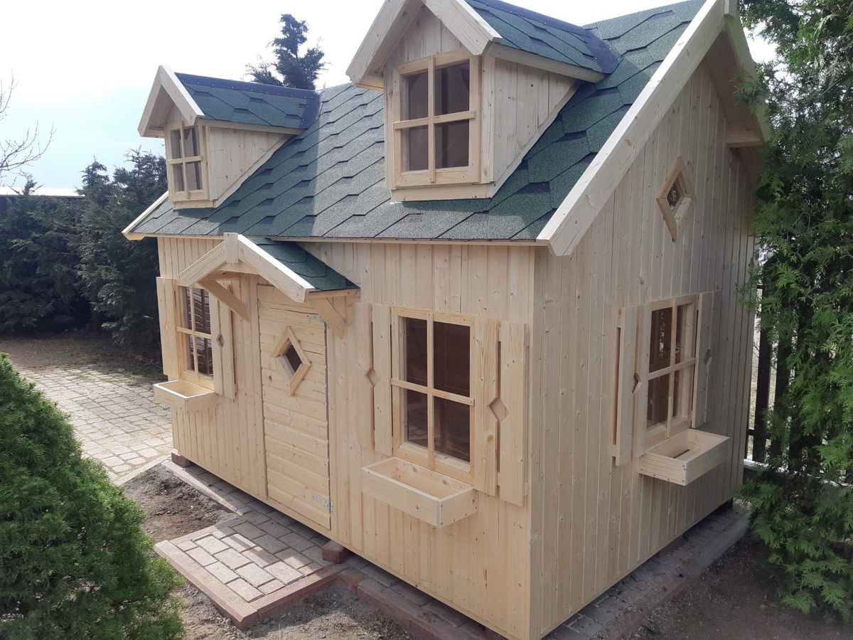 Medinis vaikų žaidimų namelis "Marija", 5,4m2 Medinis vaikų žaidimų namelis "Marija", 5,4m2
