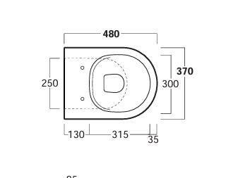 WC pakabinamas Vignoni 48X37 cm su rimless nuplovimo funkcija, juodas matinis, VI28/F85 Nero Matt