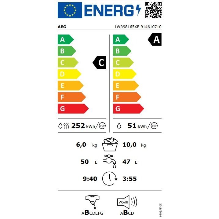 Skalbyklė - džiovyklė AEG LWR98165XE