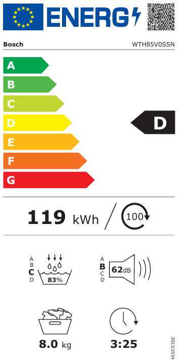 Džiovyklė BOSCH WTH85V0SSN Džiovyklė BOSCH WTH85V0SSN