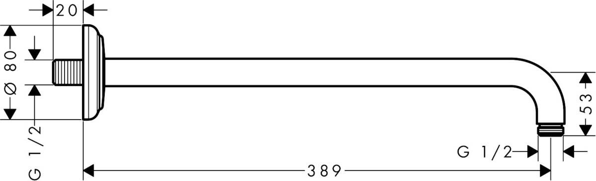 Sieninė alkūnė dušo galvai AXOR, žalvaris 27348950