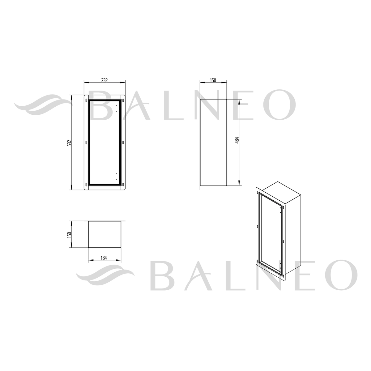 Potinkinė WC šepečio lentyna Balneo Wall Box® Brush "S" Right - dešinės pusės, įklijuojamai plytelei, nerūdijantis plienas B0401060107-01 Potinkinė WC šepečio lentyna Balneo Wall Box® Brush "S" Right - dešinės pusės, įklijuojamai plytelei, nerūdijantis plienas B0401060107-01