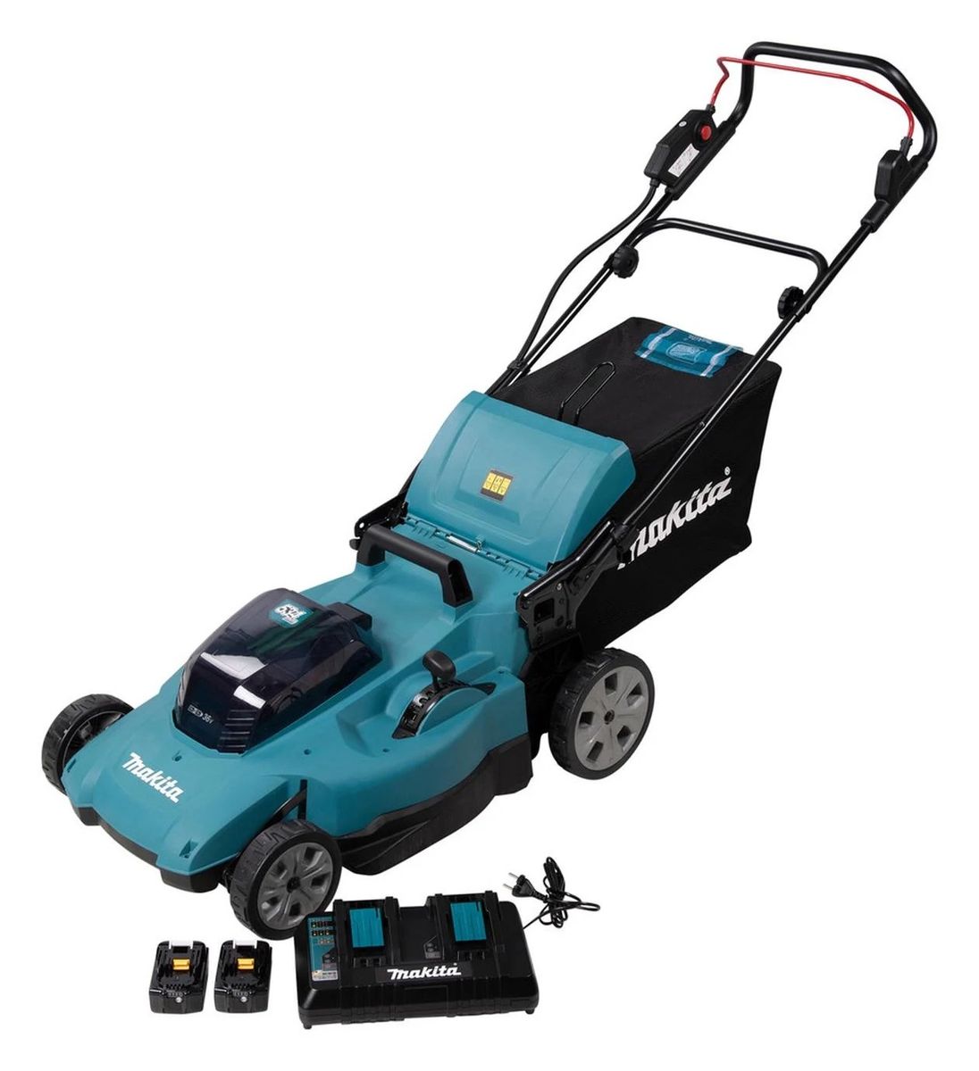 Akumuliatorinė vejapjovė Makita DLM538CT2 2x18 V 2x5,0 Ah akum. Akumuliatorinė vejapjovė Makita DLM538CT2 2x18 V 2x5,0 Ah akum.