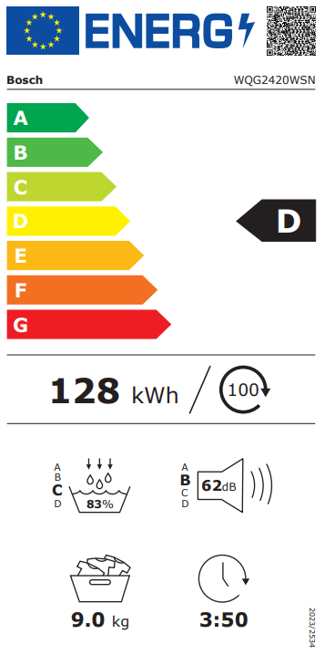 Džiovyklė BOSCH WQG2420WSN
