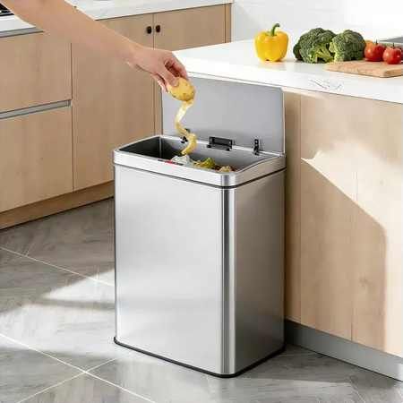 Sensorinė šiukšliadėžė, nerūdijančio plieno 50L Sensorinė šiukšliadėžė, nerūdijančio plieno 50L