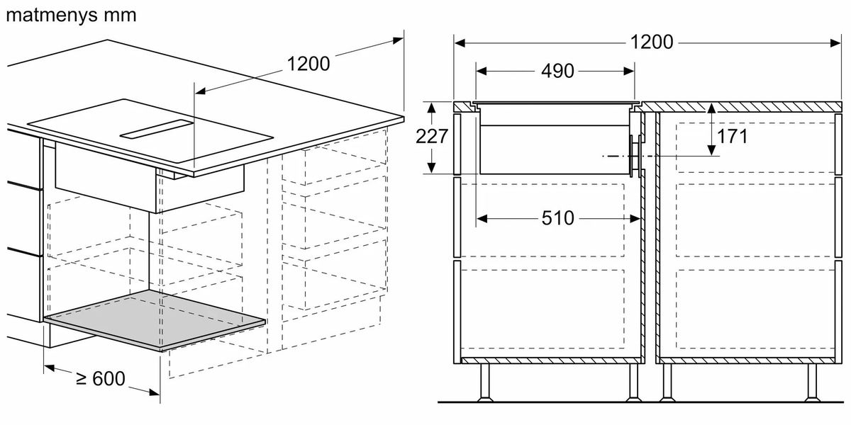 Indukcinė kaitlentė su integruota ventiliacijos sistema Neff T58PL6EX2 Indukcinė kaitlentė su integruota ventiliacijos sistema Neff T58PL6EX2