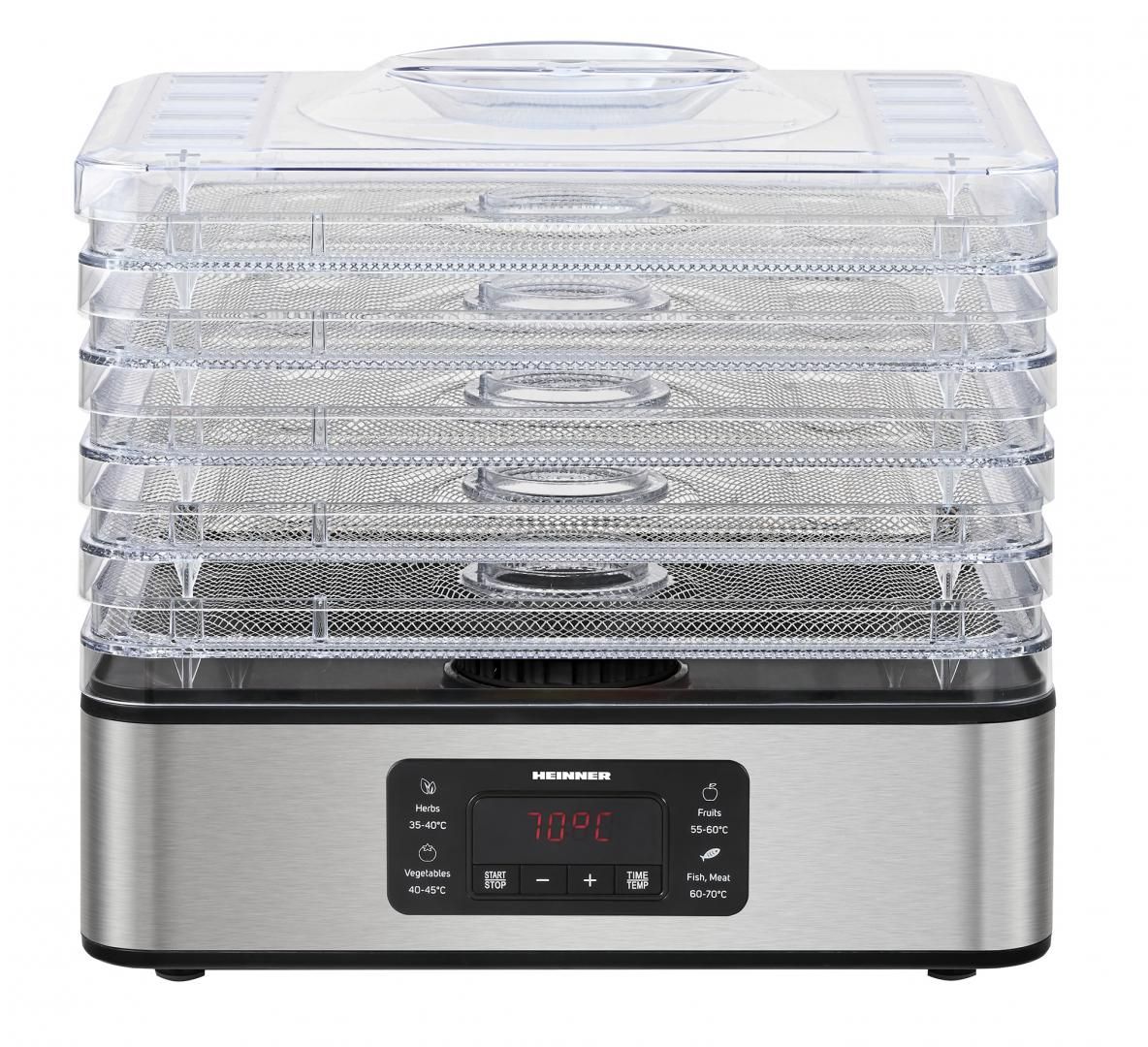 Vaisių ir daržovių džiovintuvas 200–400 W, 8,55 l HFD-K400SS HEINNER Vaisių ir daržovių džiovintuvas 200–400 W, 8,55 l HFD-K400SS HEINNER