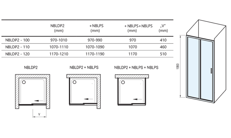 Dušo durys Ravak Blix II NBLDP2 120 cm 0PMG0300Z1